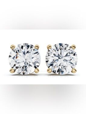 Pompeii3 Round Four Prong natural (I/J), 12-13) Diamond Stud earrings 14k Gold
